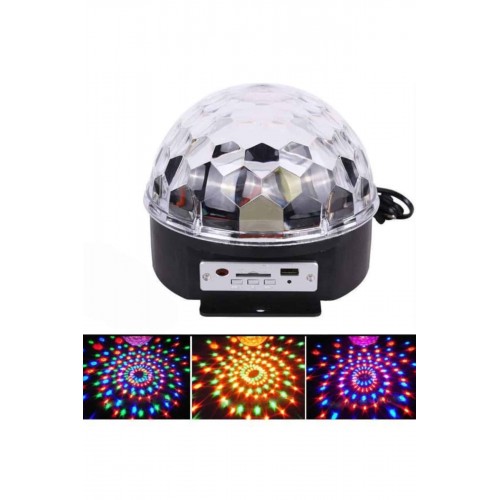 Led Işık Disko Topu Bluetooth Hoparlörlü USB Müzik Çalar Kumandalı