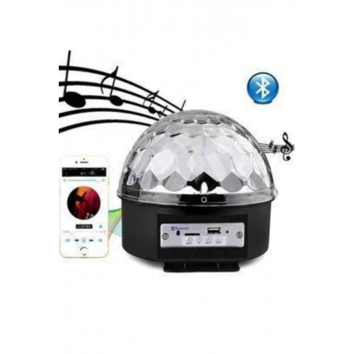 Led Işık Disko Topu Bluetooth Hoparlörlü USB Müzik Çalar Kumandalı