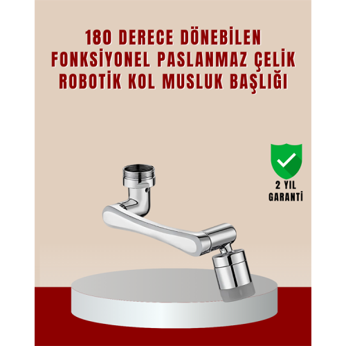 180° Dönebilen Robotik Kollu Musluk Başlığı – 2 Modlu Su Akışı ve Kolay Montaj