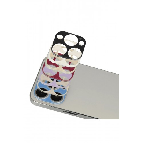 iPhone 13 Pro Max Rainbow Kamera Lens Koruma Cam - Mavi-(5796)