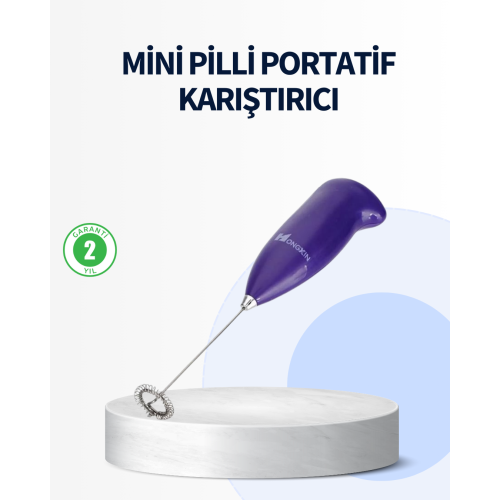 Mini Pilli Portatif Karıştırıcı – Cappuccino Latte Frappe ve Kahve Köpürtücü