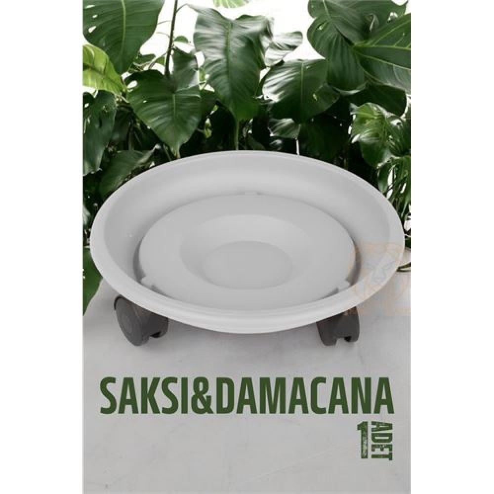 Turk Tekerlekli Saksı Altığı 37 CM BEYAZ