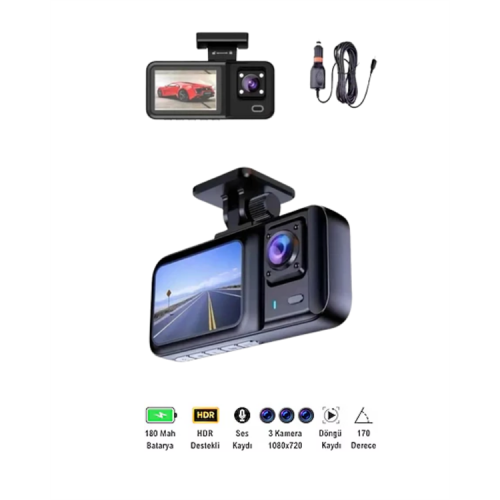 Geri Görüş Destekli Full HD Araç Kamerası – Gelişmiş 3 Kameralı Kayıt Çözümü Geri Görüş Destekli Full HD Araç Kamerası – Gelişmiş 3 Kameralı Kayıt Çözümü
