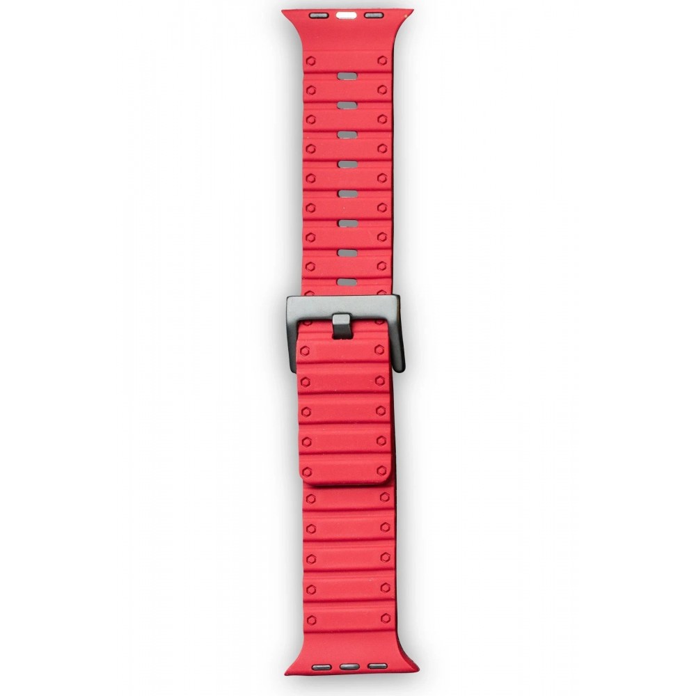 Apple Watch 42mm Magnus Mıknatıslı Silikon Kordon - Kırmızı-(5796)