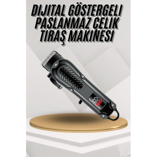 Dijital Profesyonel Kablosuz Saç Sakal Tıraş Makinası Sessiz Paslanmaz Çelik