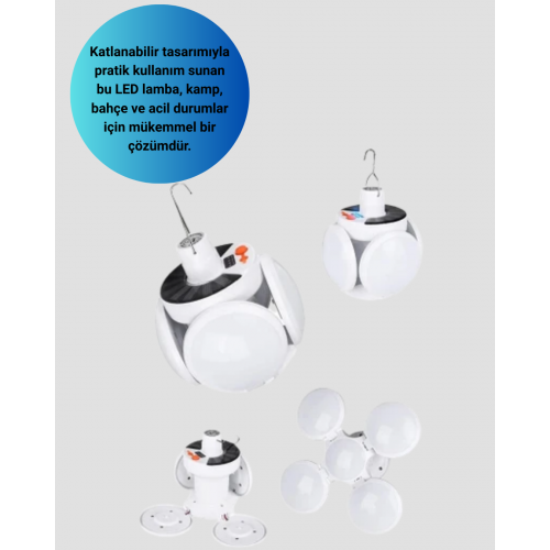 USB ve Solar Şarjlı Katlanabilir 5 Taraflı LED Lamba USB ve Solar Şarjlı Katlanabilir 5 Taraflı LED Lamba