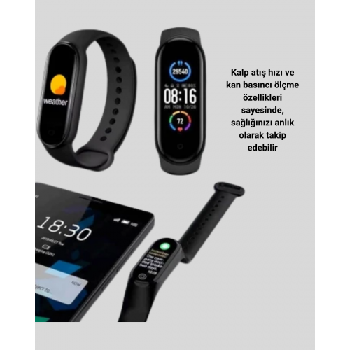 Akıllı Bileklik – Adım Sayar Kalp Atış Ölçer Uyku Takipli ve Suya Dayanıklı