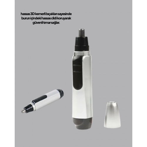 Burun Kulak ve Kaş Tıraş Makinesi 3D Keskin Bıçaklı Pil ile Çalışan
