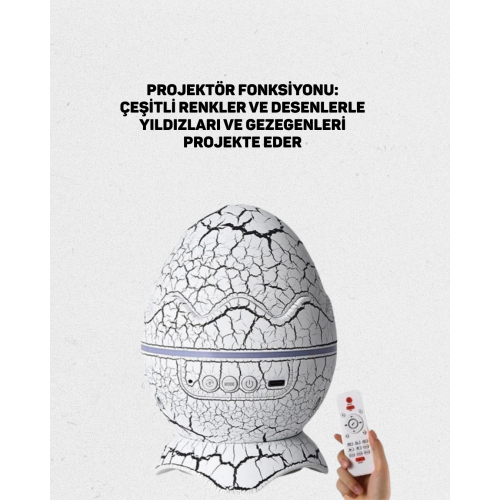 Çocuk Odası İçin Galaxy Projektör + Beyaz Gürültü + Uzaktan Kumandalı