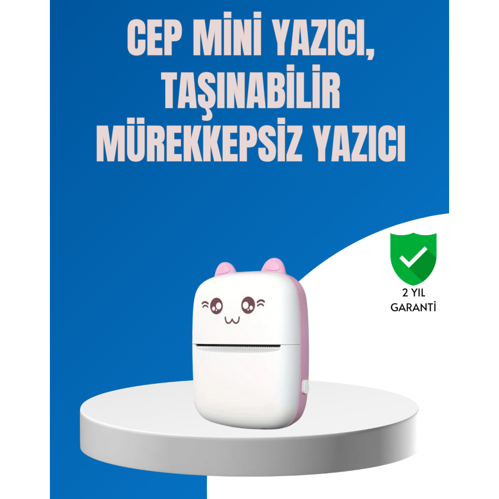 Mini Bluetooth Termal Yazıcı 1200mAh Şarjlı Taşınabilir
