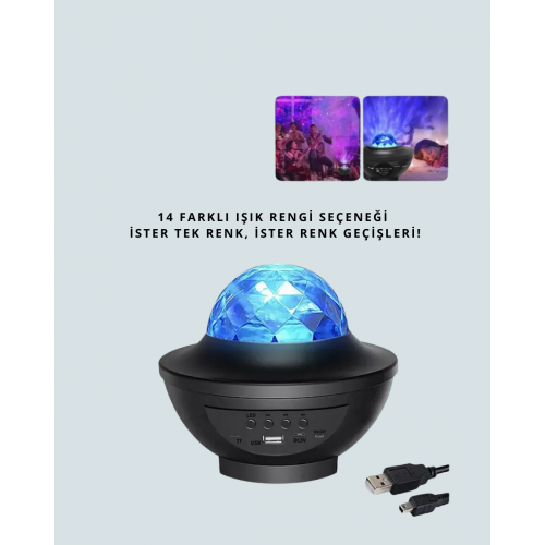 Sesle Etkileşimli Yıldız Projektörlü Gece Lambası – Bluetooth Hoparlörlü USB Girişli Dönen Okyanus Sesle Etkileşimli Yıldız Projektörlü Gece Lambası – Bluetooth Hoparlörlü USB Girişli Dönen Okyanus