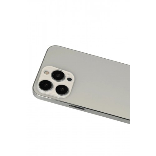 iPhone 13 Pro Max Rainbow Kamera Lens Koruma Cam - Beyaz-(5796)