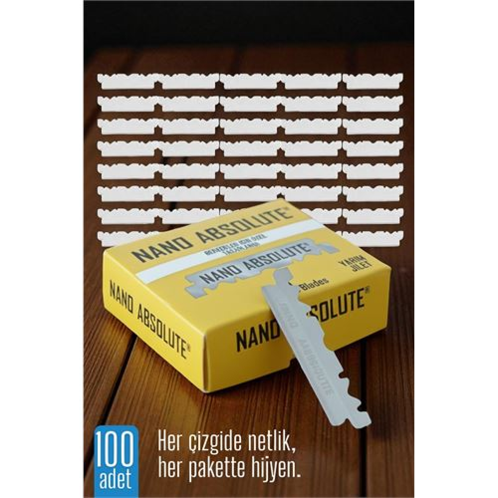 HSNET 100 lü Berber Ustura Jileti - Yarım Jilet- Berber Jileti Nano Absolute