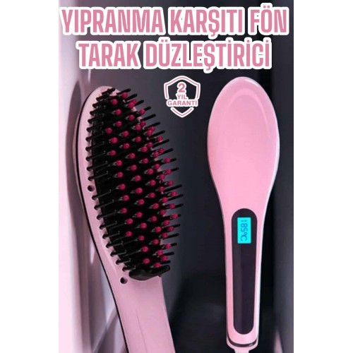 Fön Etkili Saç Düzleştirici Tarak Yıpranma Karşıtı Döner Kablo Isı Ayarlı