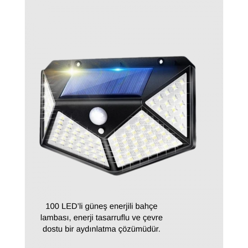 100 LED Güneş Enerjili Bahçe Lambası – PIR Sensörlü IP65 Su Geçirmez Dış Mekan Aydınlatma 100 LED Güneş Enerjili Bahçe Lambası – PIR Sensörlü IP65 Su Geçirmez Dış Mekan Aydınlatma