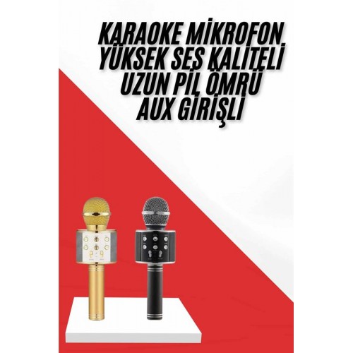 Karaoke Mikrofon Dahili Hoparlörlü Sd-usb-aux Girişli Bluetooth Hoparlör