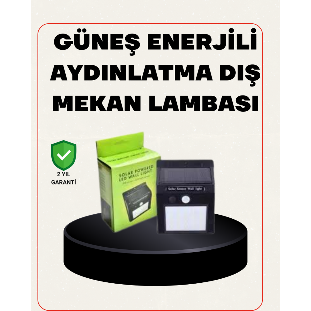 Bahçe ve Veranda İçin Güneş Paneli ile Otomatik Şarj Olan LED Duvar Lambası
