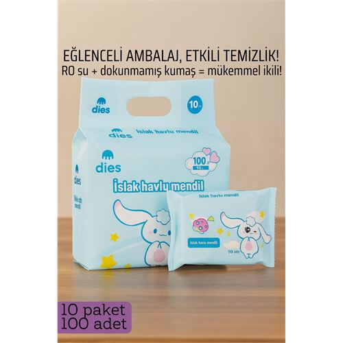 Dies Islak Mendil -RO Saf Su & Dokunmamış Kumaşlı 100 Yaprak Temizlik Keyfi MAVİ