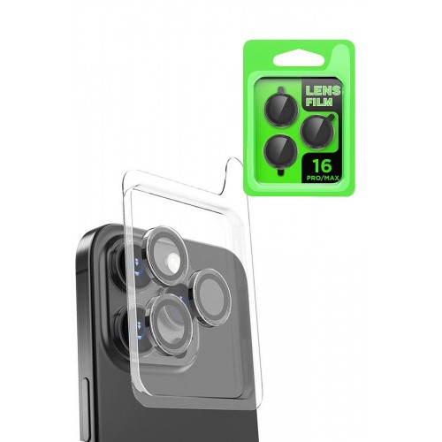 iPhone 16 Pro Max Raze Metal Kamera Lens - Siyah-(5796)