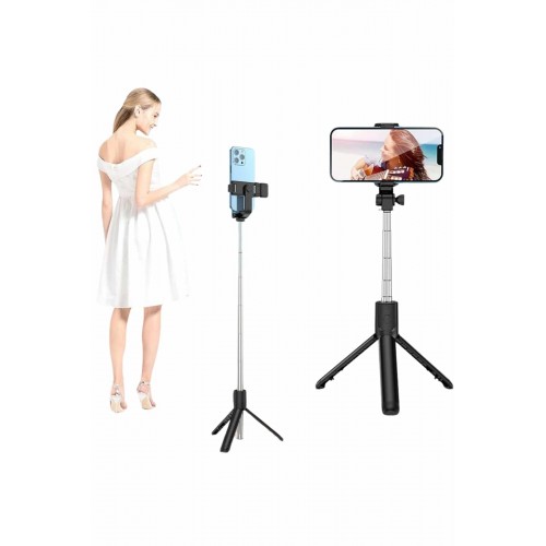 Selfie Çubuğu Tripod Bluetooth Kumandalı Selfie Çubuğu Telefon Tutucu