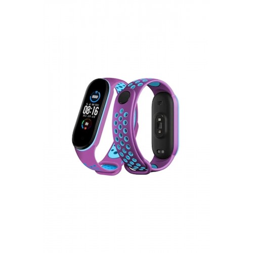Xiaomi Mi Band 4 Spor Delikli Kordon - Mor-Mavi-(5796)