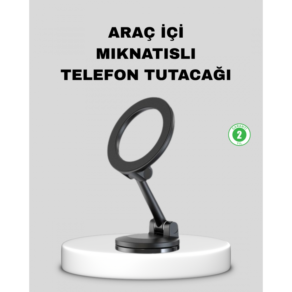 Katlanır Manyetik Araç İçi Telefon Tutucu – 360° Dönebilen MagSafe Uyumlu Güçlü Mıknatıslı Tasarım