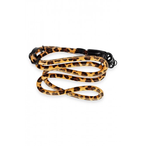 JI Leopar Desenli Boyun Askısı - Turuncu-(5796)