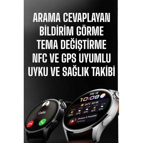 Akıllı Saat Bildirim Görme Amoled Ekran GPS Uyumlu Sesli Görüşme