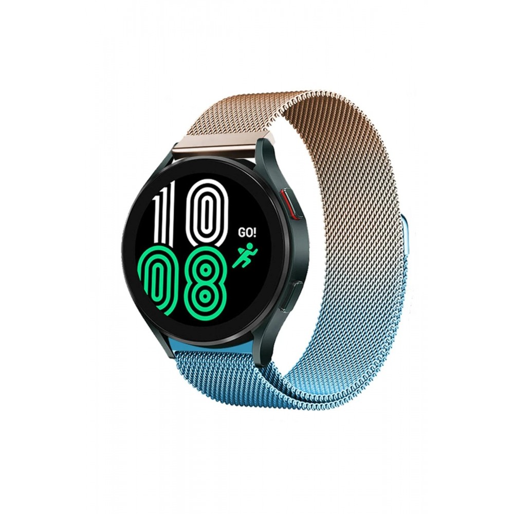 Watch 20mm Metal Mıknatıslı Kordon - Metalik Gold-Mavi-(5796)