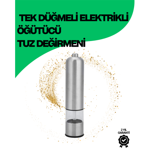 Şeffaf Hazneli Elektrikli Tuz Karabiber Öğütücü Pilli Taşınabilir Mutfak Aleti