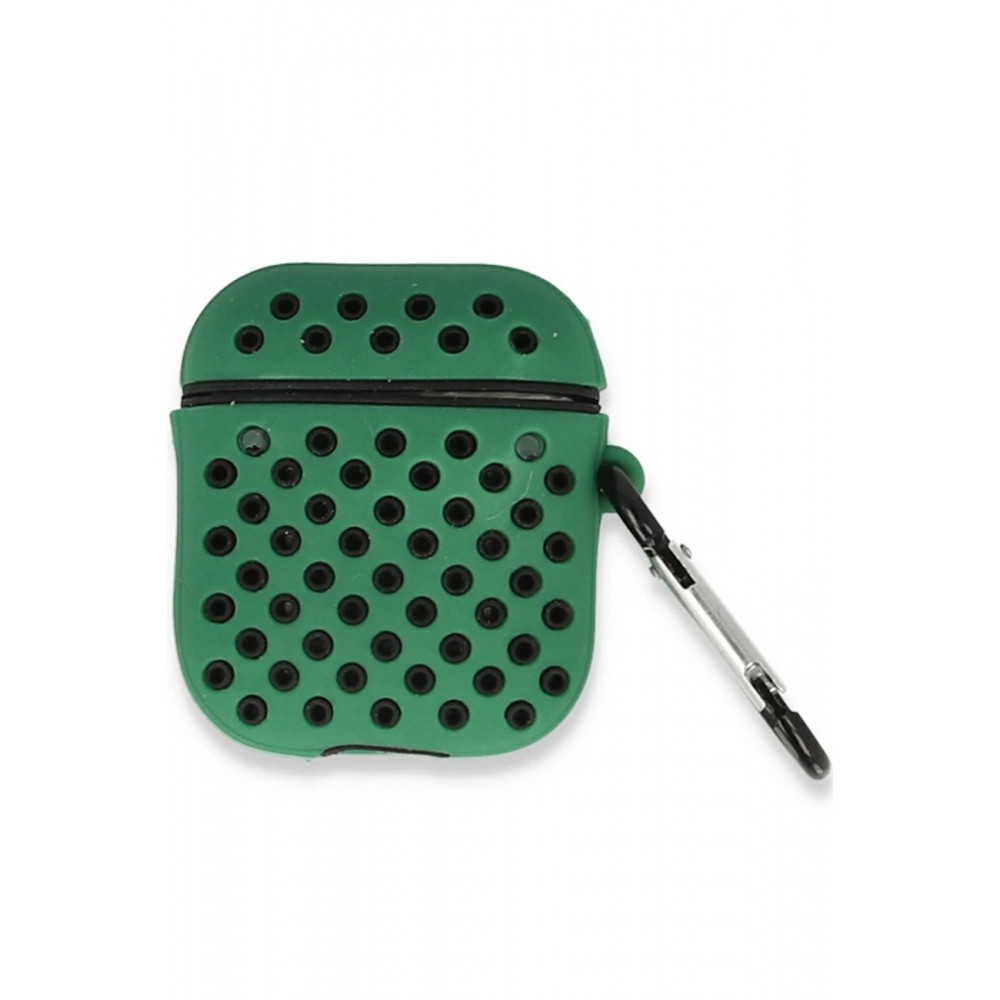Airpods 2 (2.nesil) Spor Delikli Kılıf - Yeşil-Siyah-(5796)