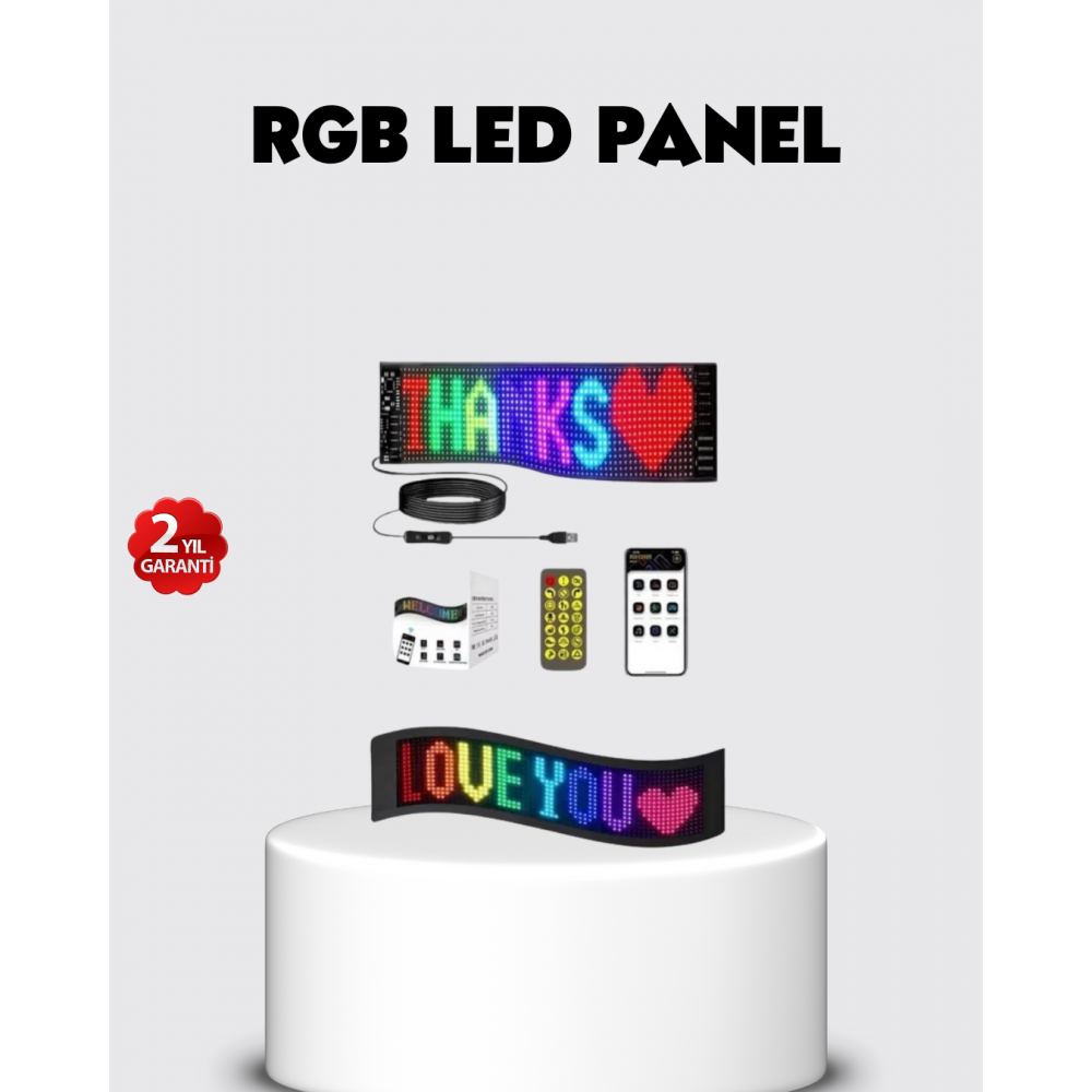 RGB LED Panel – USB Güç Girişli GIF ve Yazı Gösterimli Akıllı Ekran