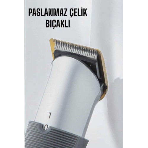 4 Taraklı Profesyonel Şarjlı Saç ve Sakal Kesme Tıraş Makinesi Seti
