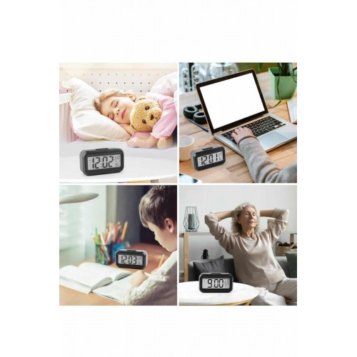 Dijital Işıklı Alarmlı Çalışma Masası Ekran Pilli Çalar Saat