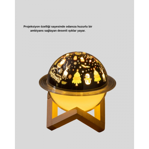 USB Projeksiyon Gece Lambası ve Hava Nemlendirici – Aromaterapi Destekli Taşınabilir Mini