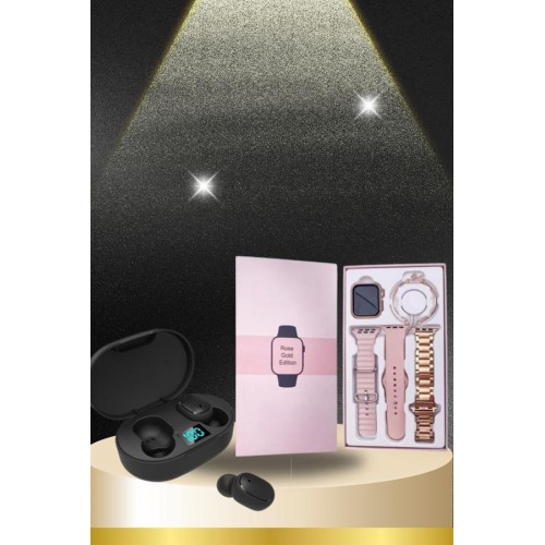 Nabız Ölçer Hediye Bileklikli Akıllı Saat ve Dijital Göstergeli Bluetooth Kulaklık Çoklu Şarj Girişi Nabız Ölçer Hediye Bileklikli Akıllı Saat ve Dijital Göstergeli Bluetooth Kulaklık Çoklu Şarj Girişi