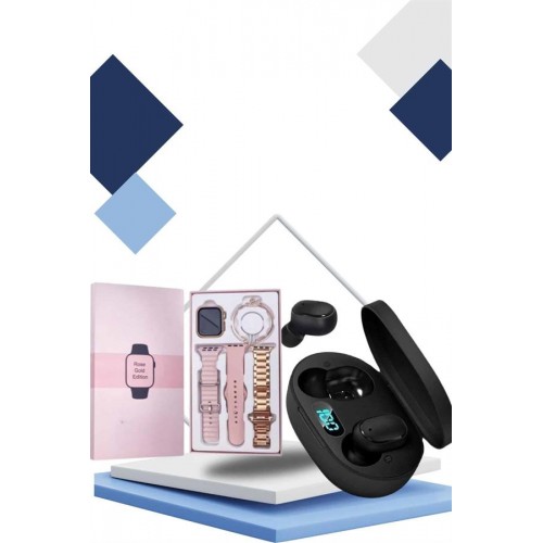 Nabız Ölçer Hediye Bileklikli Akıllı Saat ve Dijital Göstergeli Bluetooth Kulaklık Çoklu Şarj Girişi Nabız Ölçer Hediye Bileklikli Akıllı Saat ve Dijital Göstergeli Bluetooth Kulaklık Çoklu Şarj Girişi