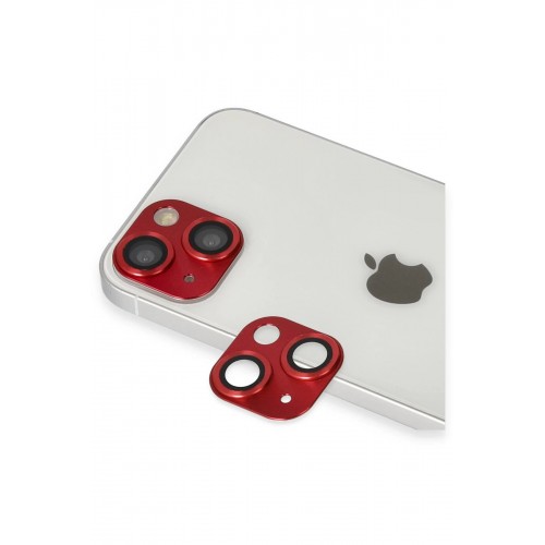 iPhone 13 Pers Alüminyum Kamera Lens - Kırmızı-(5796)