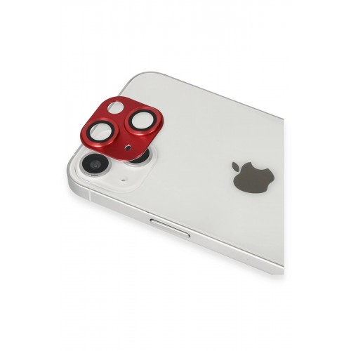 iPhone 13 Pers Alüminyum Kamera Lens - Kırmızı-(5796)
