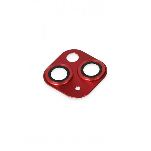 iPhone 13 Pers Alüminyum Kamera Lens - Kırmızı-(5796)