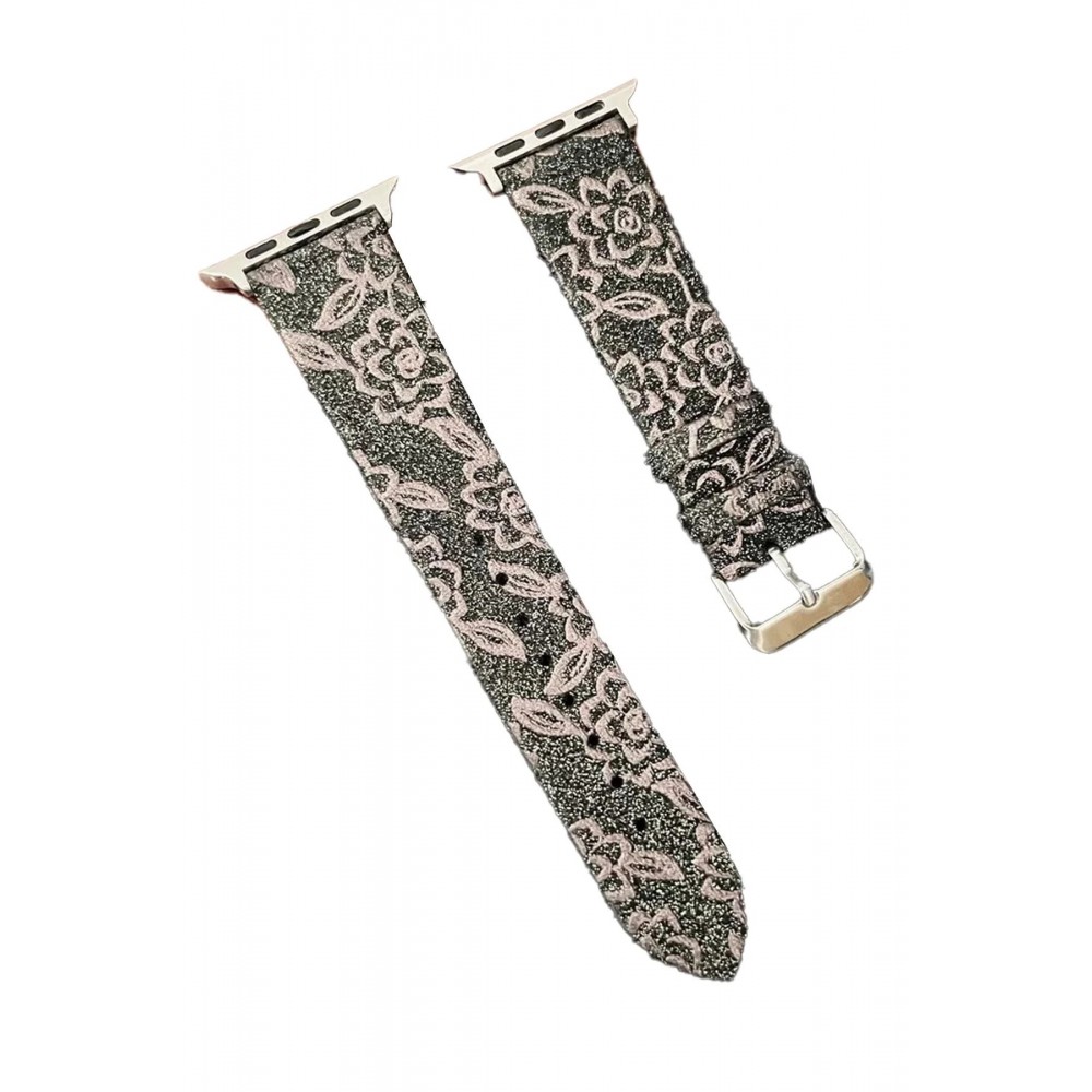 Apple Watch 38mm Creeper Desenli Kordon - Kahverengi-(5796)