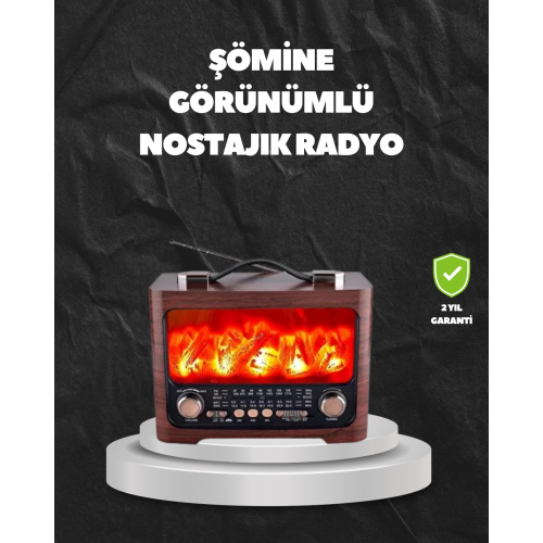 Solar Şarjlı Şömine Işıklı Bluetooth Hoparlör – Radyo USB TF Kart Destekli