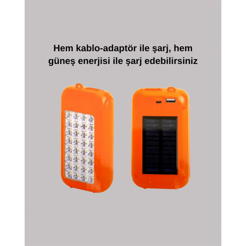 Gold Silver Güneş Enerjili Powerbank Işıldak – 10000 mAh Taşınabilir Suya Dayanıklı 32 LED