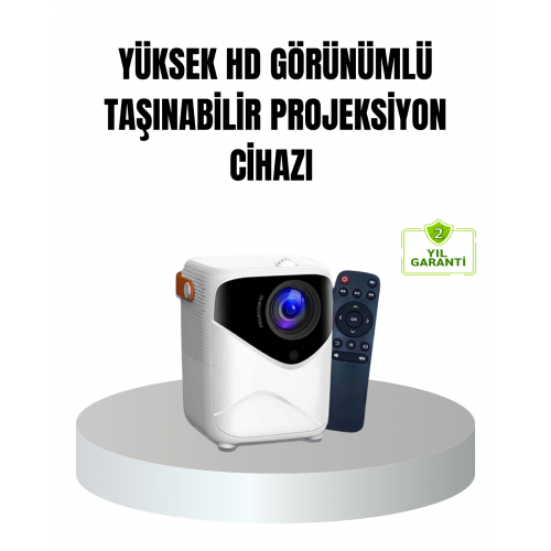 Taşınabilir 1080P HD Akıllı Projektör – 64GB Dahili Hafıza 2GB RAM Uzaktan Kumandalı