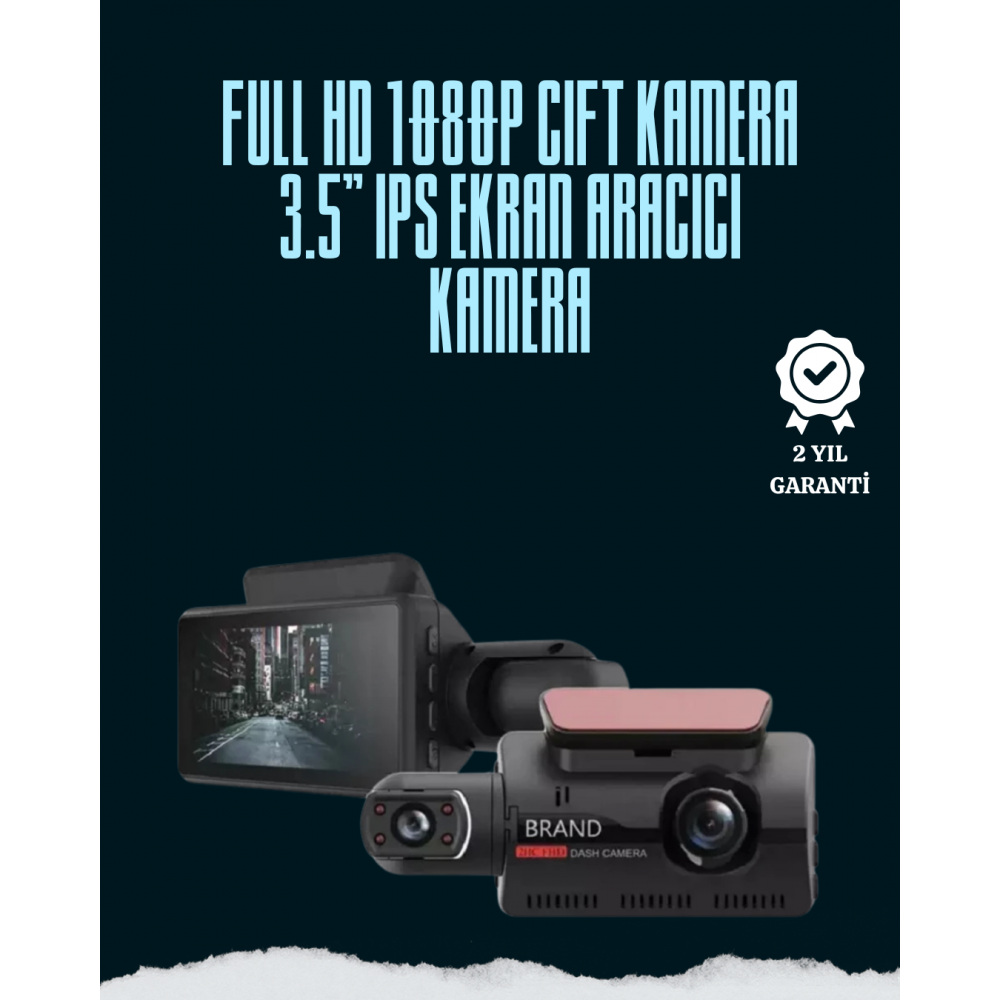 Çift Lensli Araç İçi Kamera – Park Koruma Gece Görüş ve Tarih Damgası