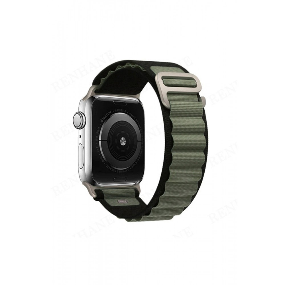 Apple Watch 42mm Mountain Kordon - Siyah-Yeşil-(5796)