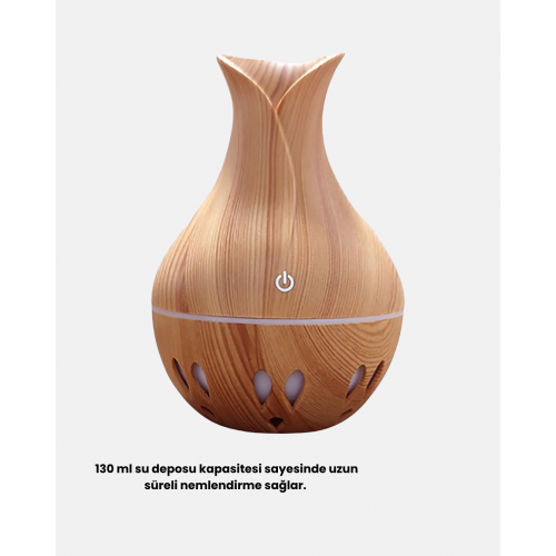 Ahşap Desenli 130 ml Aromaterapi Difüzör Sessiz ve USB Bağlantılı Ahşap Desenli 130 ml Aromaterapi Difüzör Sessiz ve USB Bağlantılı