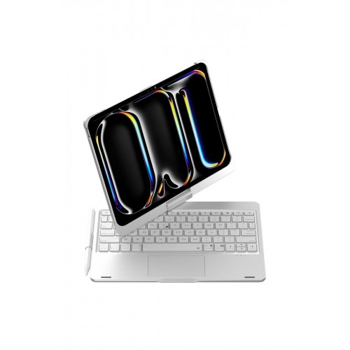 iPad Pro 11 (2024) F11 ATS Kılıf Magic Dönen Klavyeli Tablet Kılıf - Gümüş-(5796) iPad Pro 11 (2024) F11 ATS Kılıf Magic Dönen Klavyeli Tablet Kılıf - Gümüş-(5796)