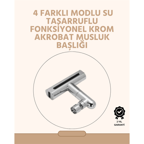 360° Dönüşlü Su Akışı Başlığı | 4'ü 1 Arada Kullanım