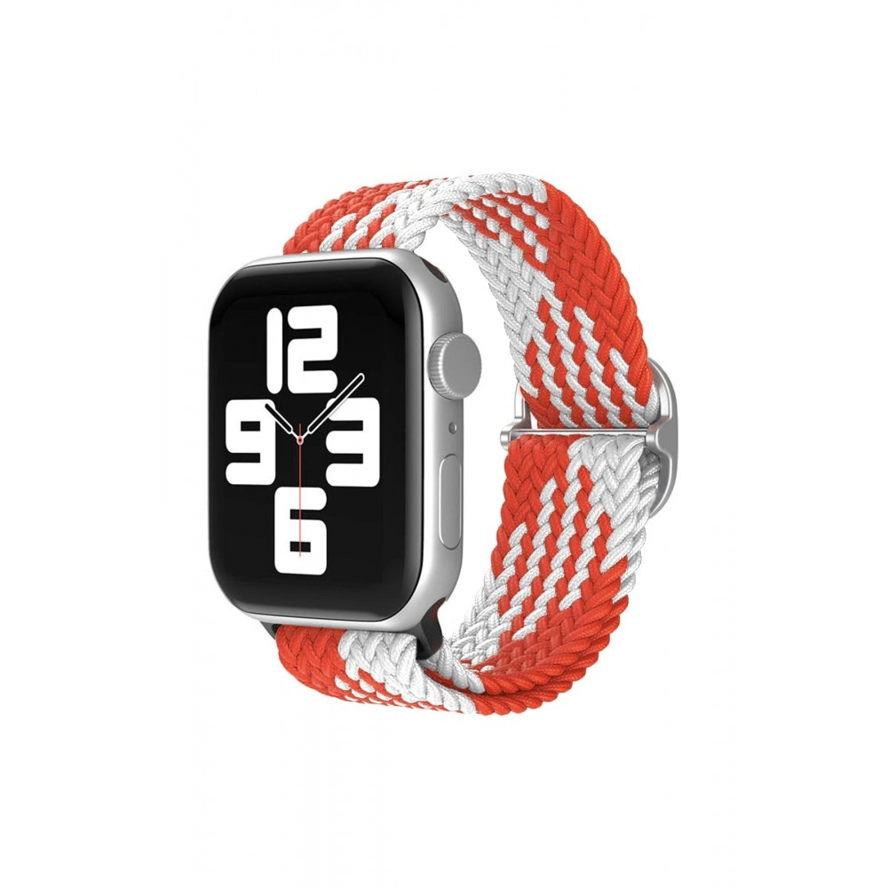 Watch 22mm Star Kordon - Beyaz-Kırmızı-(5796)